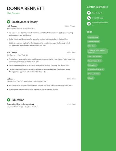 Hair Dresser Resume