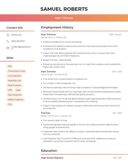 Ham Trimmer Resume