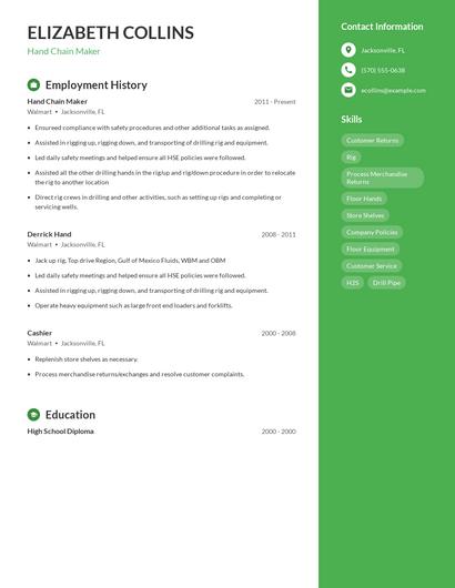 Hand Chain Maker Resume