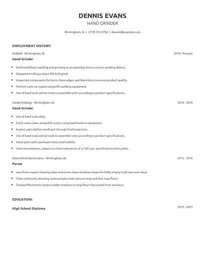 Hand Grinder Resume