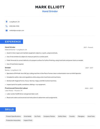 Hand Grinder Resume