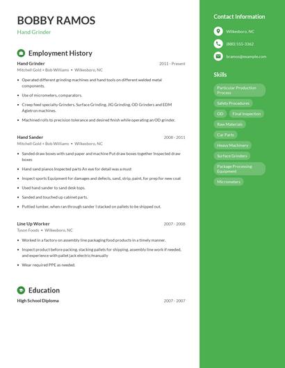 Hand Grinder Resume