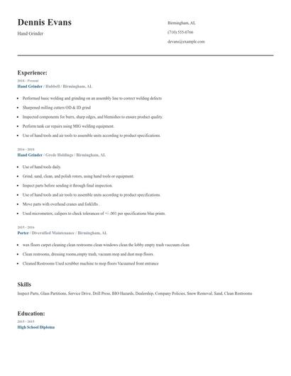 Hand Grinder Resume