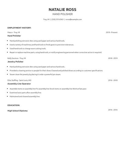 Hand Polisher Resume