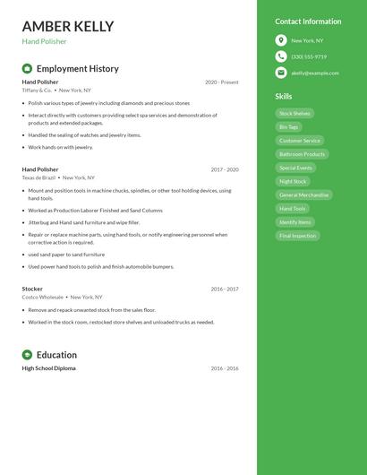 Hand Polisher Resume