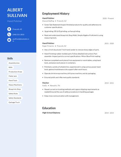 Hand Polisher Resume