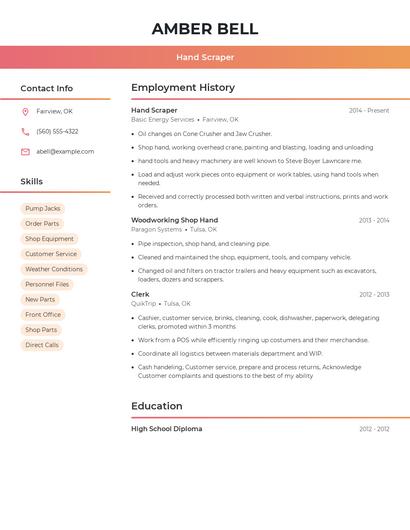 Hand Scraper Resume