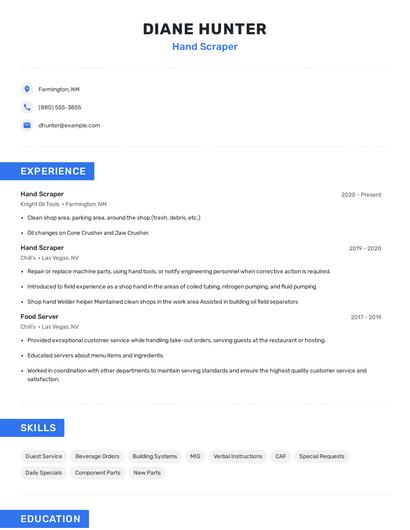 Hand Scraper Resume