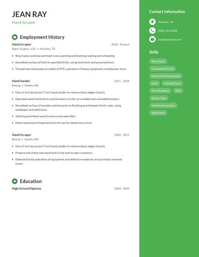 Hand Scraper Resume