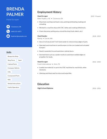 Hand Scraper Resume