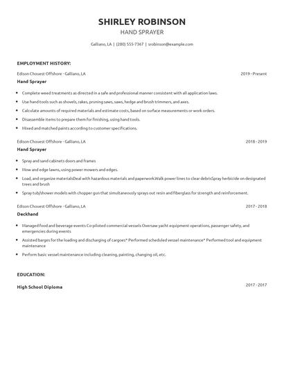 Hand Sprayer Resume