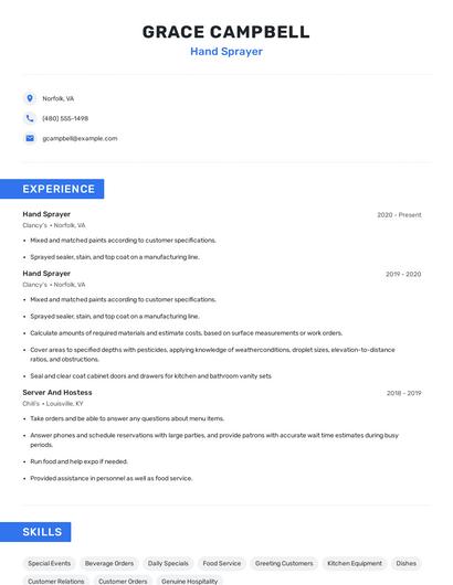Hand Sprayer Resume