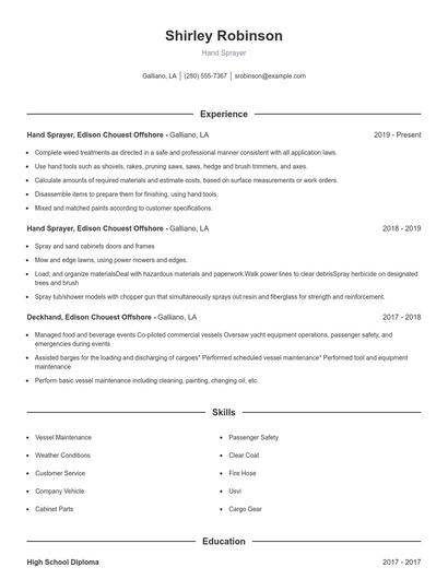 Hand Sprayer Resume