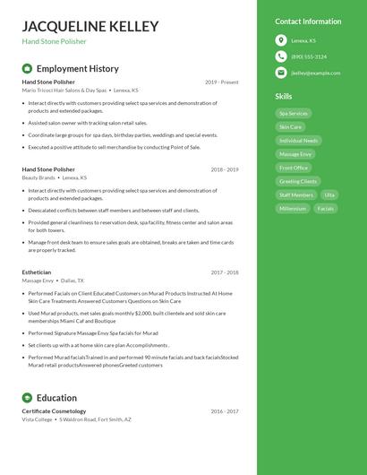Hand Stone Polisher Resume
