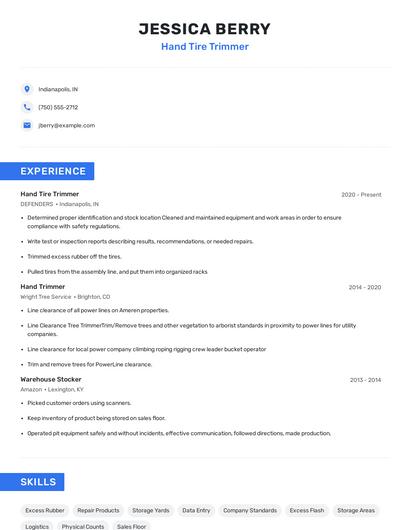 Hand Tire Trimmer Resume