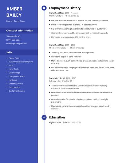 Hand Tool Filer Resume