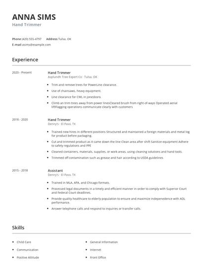 Hand Trimmer Resume