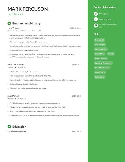 Hand Trimmer Resume