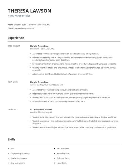 Handle Assembler Resume