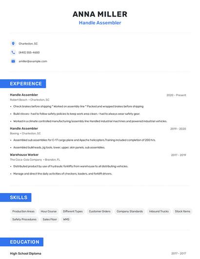 Handle Assembler Resume