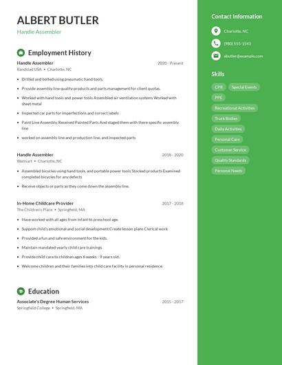 Handle Assembler Resume
