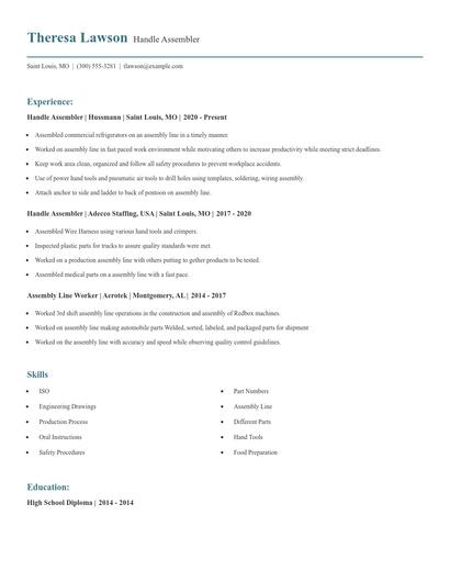 Handle Assembler Resume