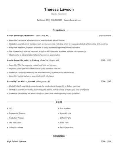 Handle Assembler Resume