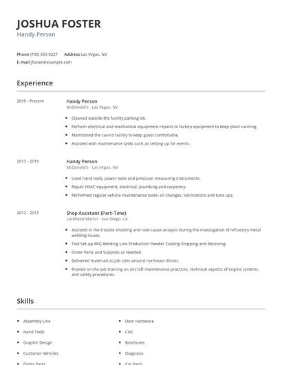 Handy Person Resume
