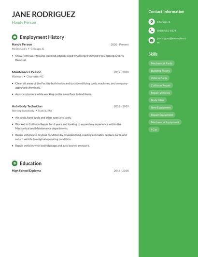 Handy Person Resume