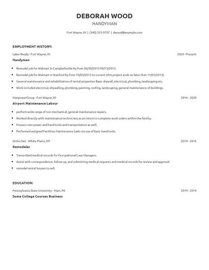 Handyman Resume