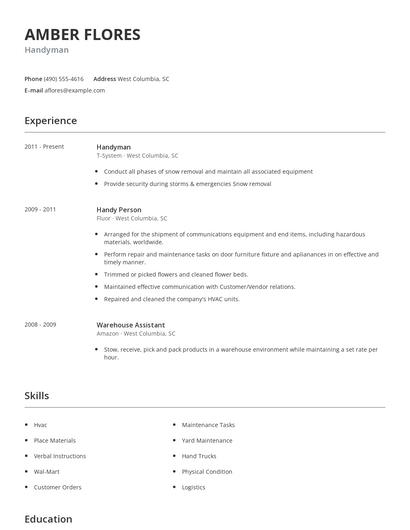 Handyman Resume