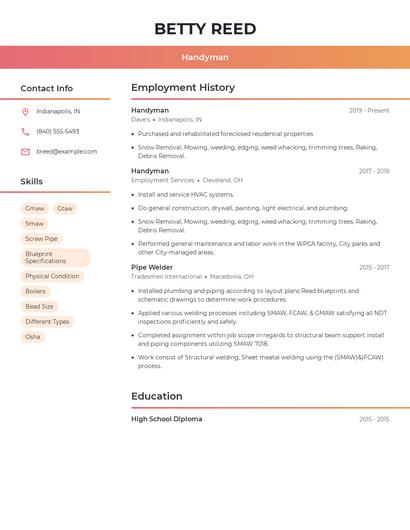 Handyman Resume