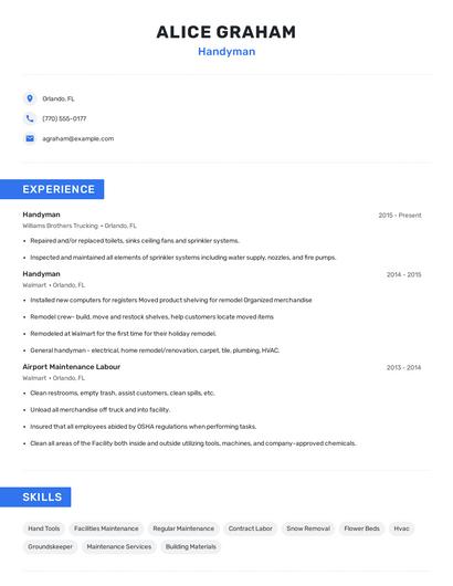 Handyman Resume