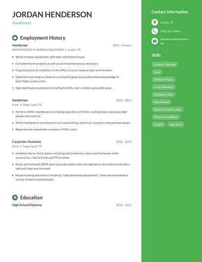 Handyman Resume