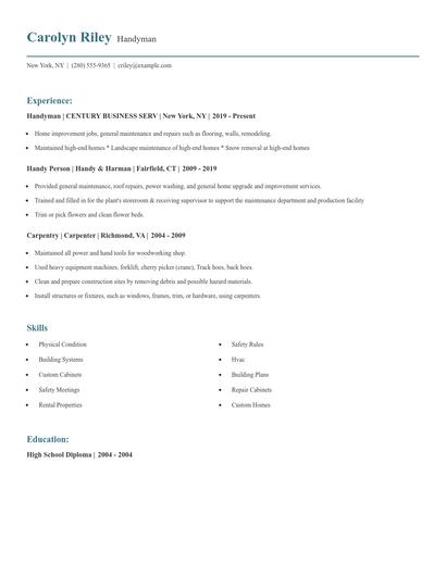Handyman Resume
