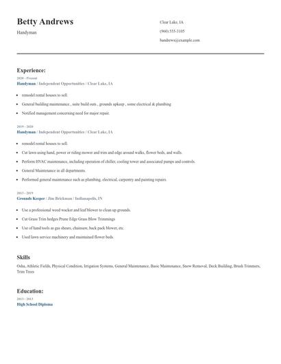 Handyman Resume
