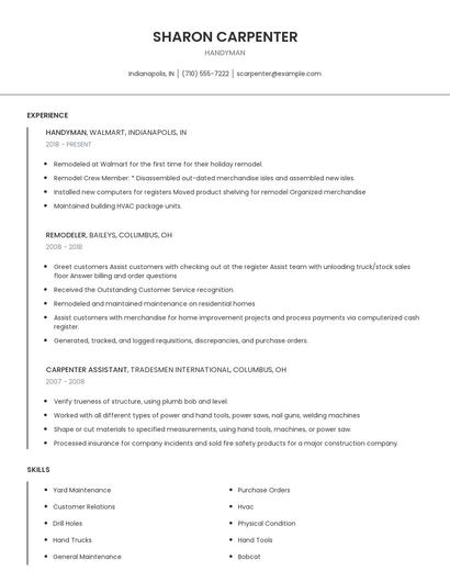 Handyman Resume
