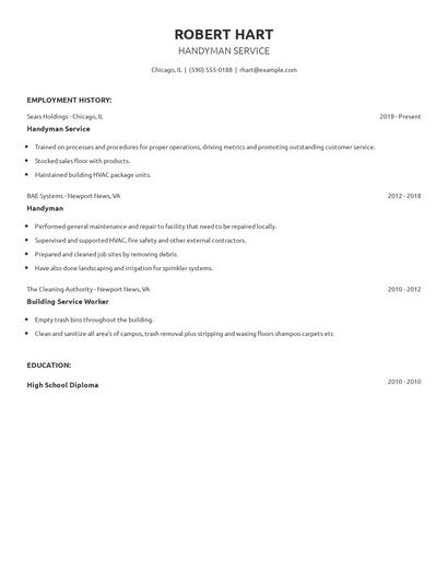 Handyman Service Resume