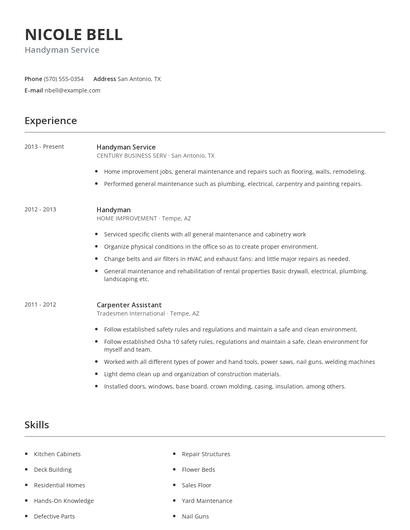 Handyman Service Resume