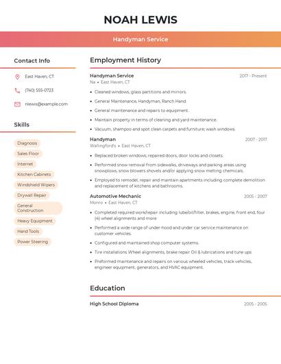 Handyman Service Resume