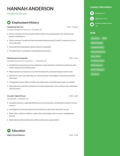 Handyman Service Resume