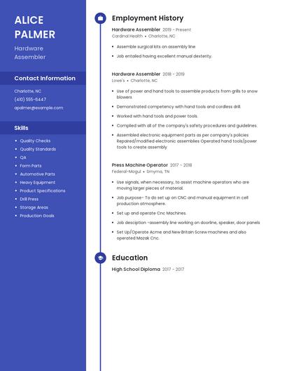 Hardware Assembler Resume