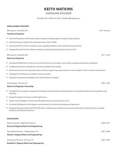 Hardware Engineer Resume