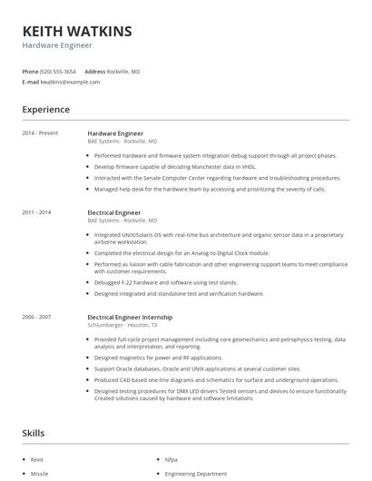 Hardware Engineer Resume