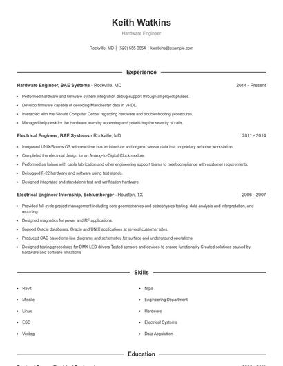 Hardware Engineer Resume