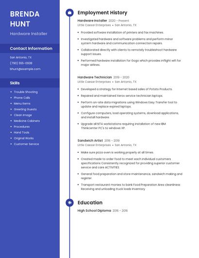 Hardware Installer Resume