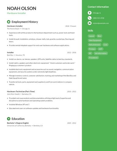 Hardware Installer Resume