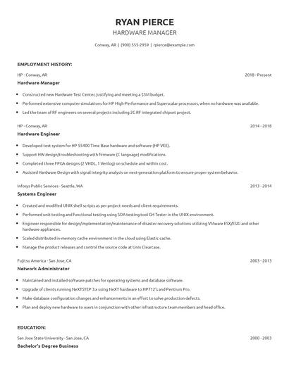Hardware Manager Resume