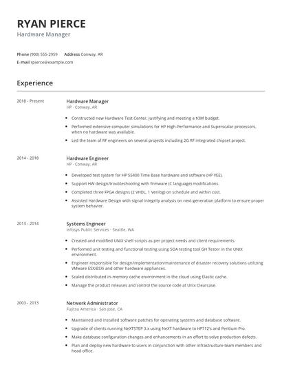 Hardware Manager Resume