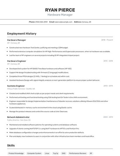 Hardware Manager Resume